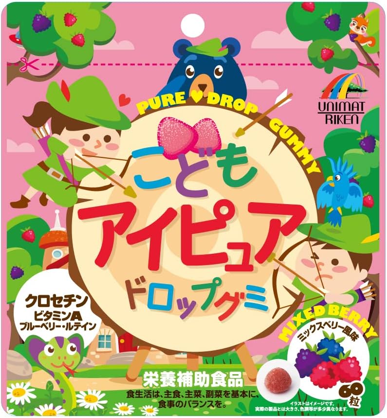 Детские жевательные витамины для укрепления зрения Unimat Riken Eye Pure Drop Gummy Childrens Vitami
