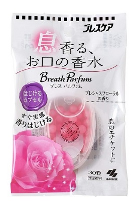 Освежающие капсулы со вкусом розы Kobayashi Seiyaku Breath Parfum Capsule,30шт
