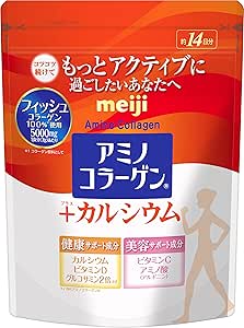 Коллаген с глюкозамином, кальцием, витамином D и C, Meiji Amino Collagen, 98г.