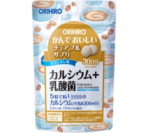 Жевательный кальций с витамином D ,магнием и лакто-бактериями Orihiro на 30дней
