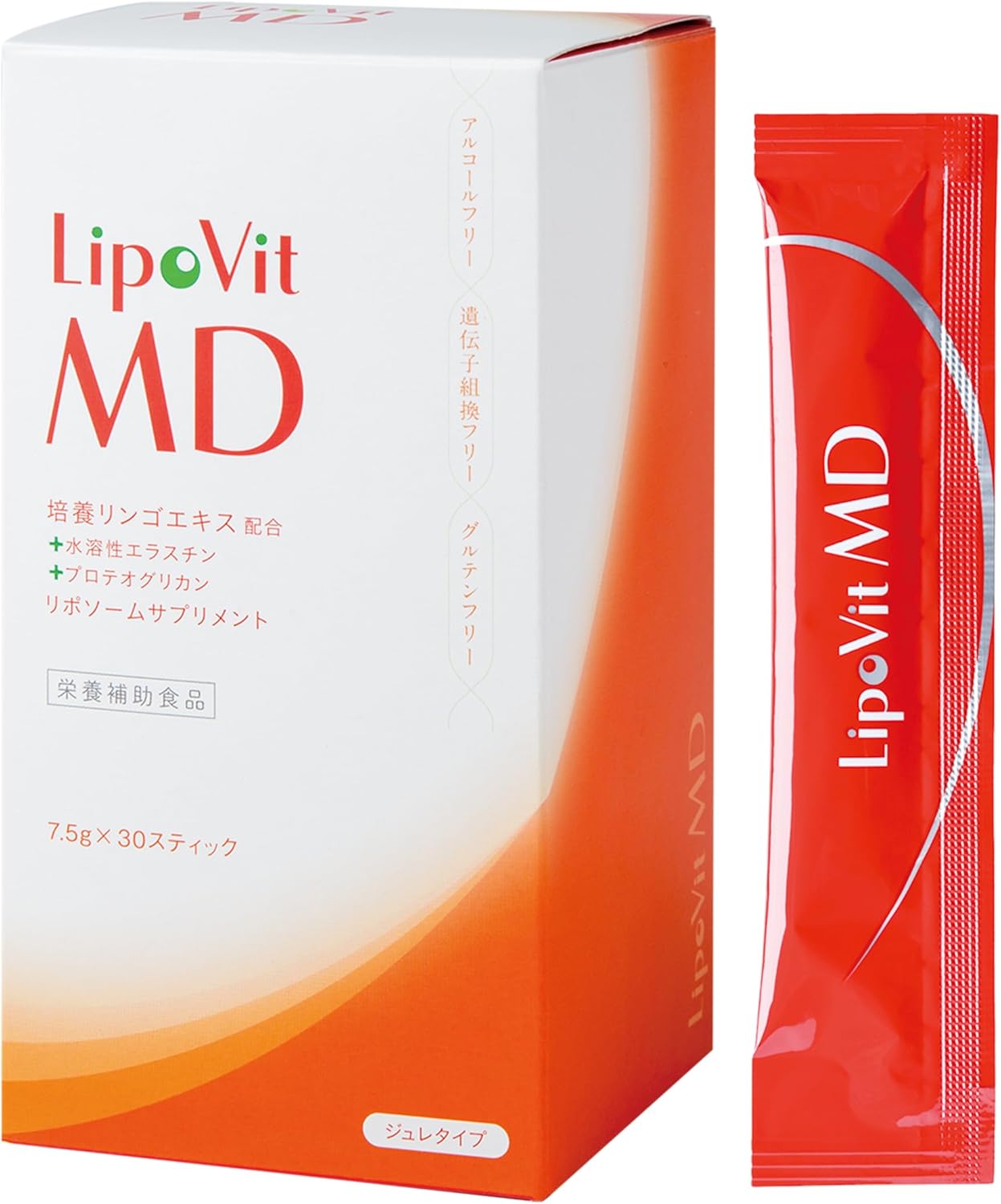 Липосомальный эластин + экстракт культивированных яблочных клеток LipoVit MD, 30 желе-саше на 30 дне