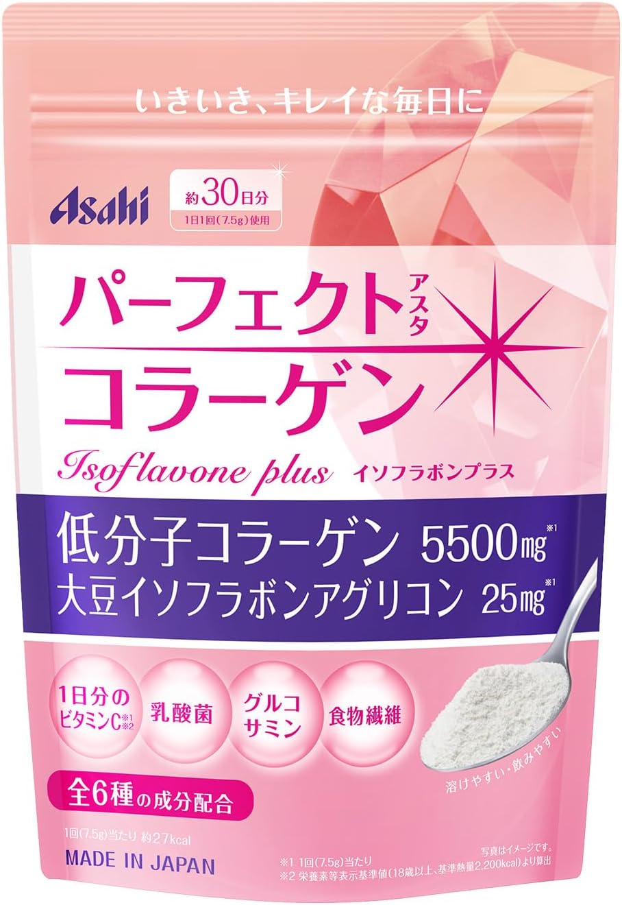 Низкомолекулярный коллаген в порошке Asahi Perfect Asta Collagen Isoflavone Plus, 228 г.