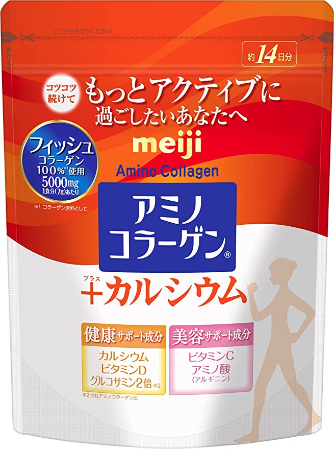 Коллаген с глюкозамином, кальцием, витамином D и C, Meiji Amino Collagen, 98г.